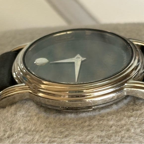 Authentic Movado Swiss Quartz Museum Classic Black Leather Silver Women’s Watch - Picture 6 of 11